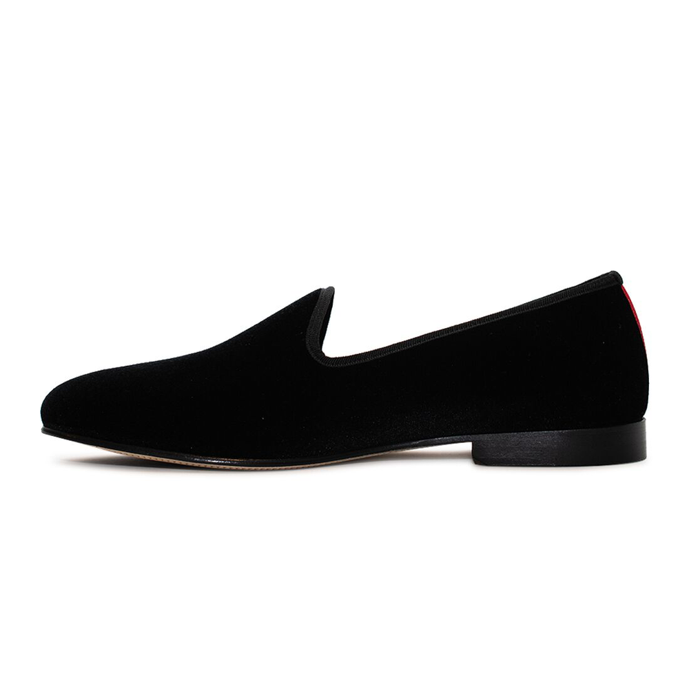 Mens Velvet Red Bottom Slip on Shoes Black / Velvet / 12