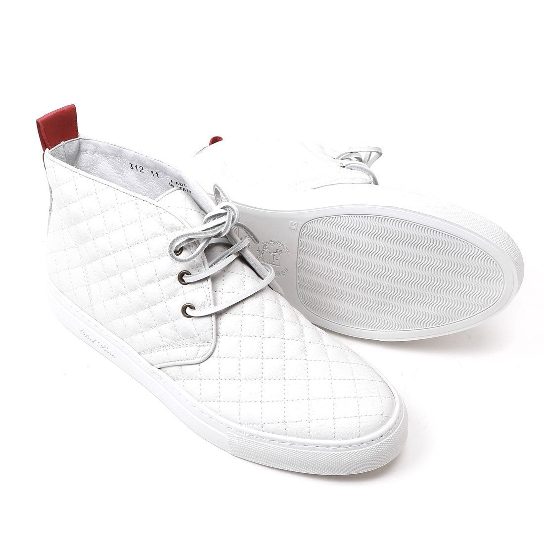 Men's White Quilted Chukka