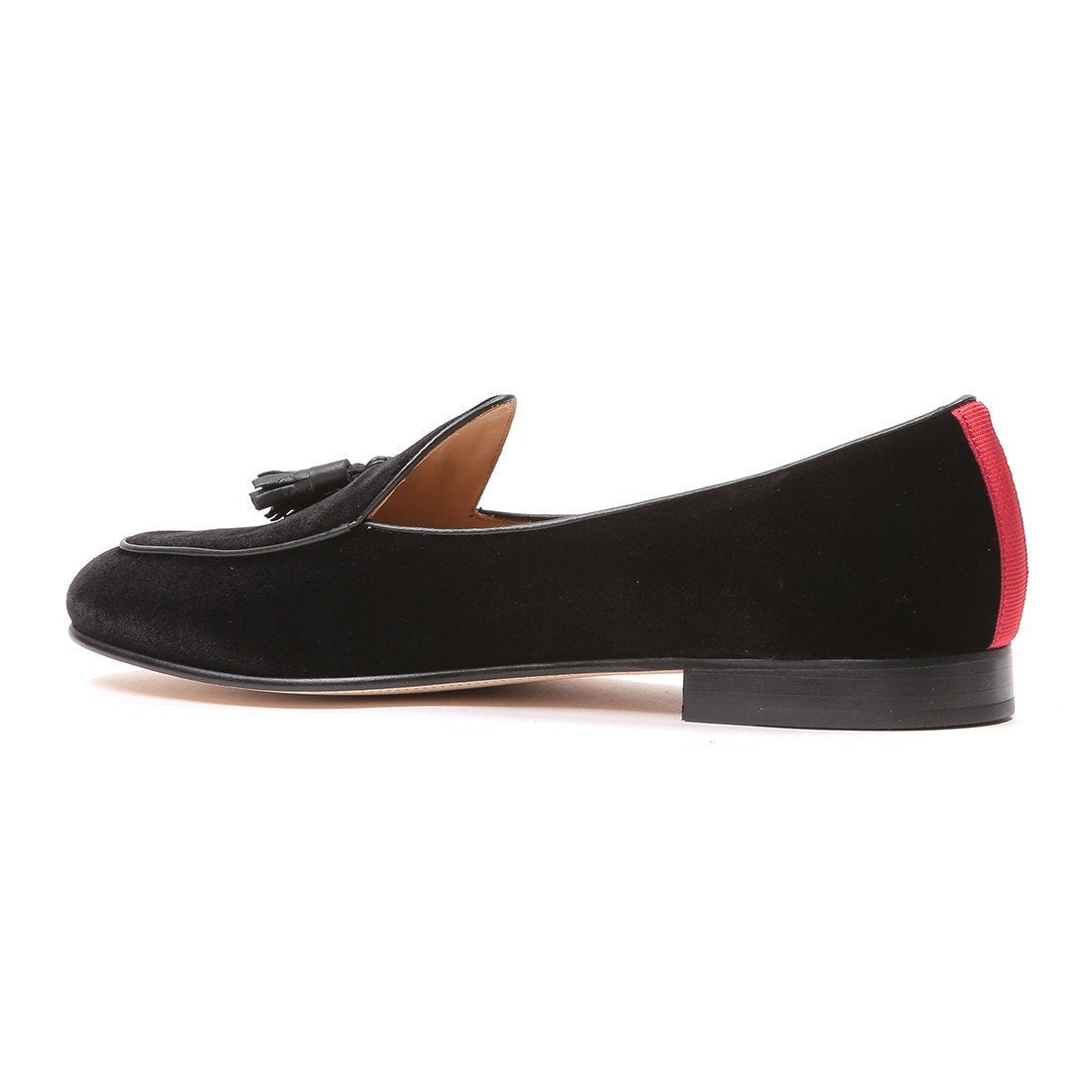 Men's Black Velvet Italian Loafer with Black Tassel