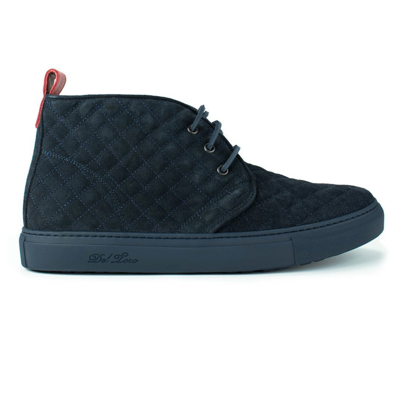 Men's Navy Quilted Suede Chukka
