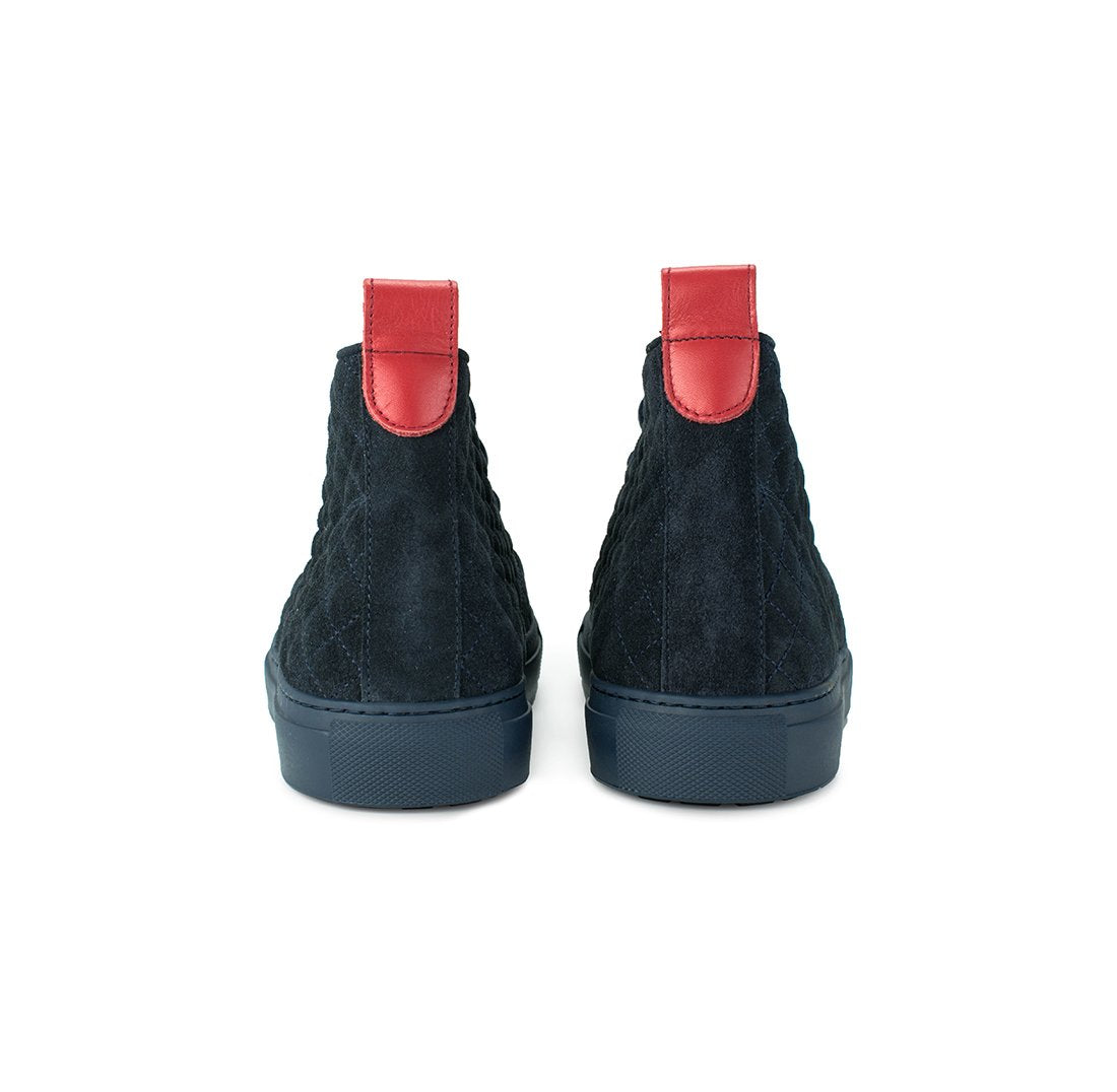 Men's Navy Quilted Suede Chukka