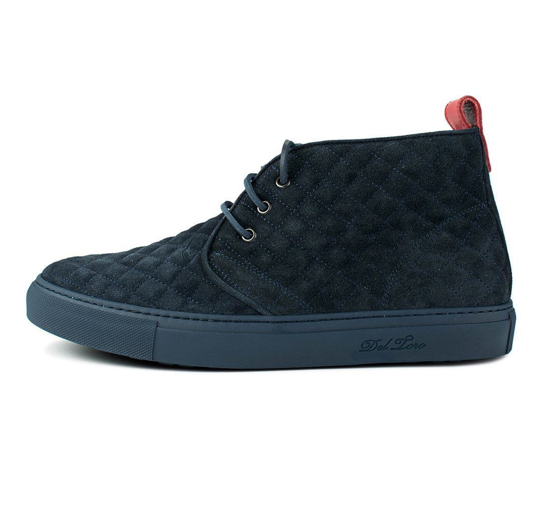 Men's Navy Quilted Suede Chukka