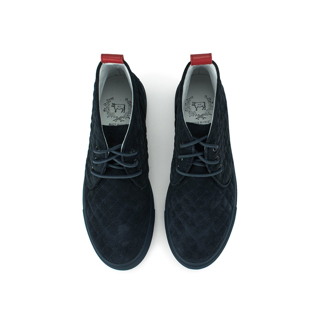 Men's Navy Quilted Suede Chukka