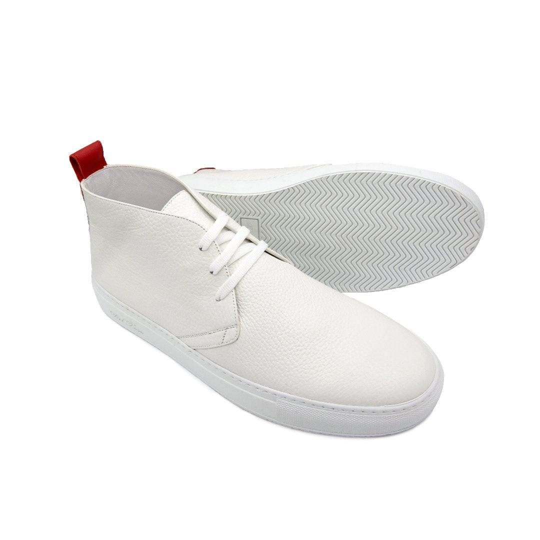 Men's Pebbled White Leather Chukka Sneaker