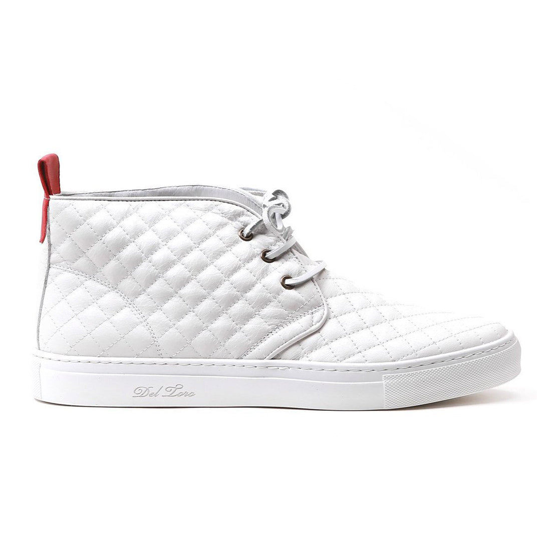 Men's White Quilted Chukka